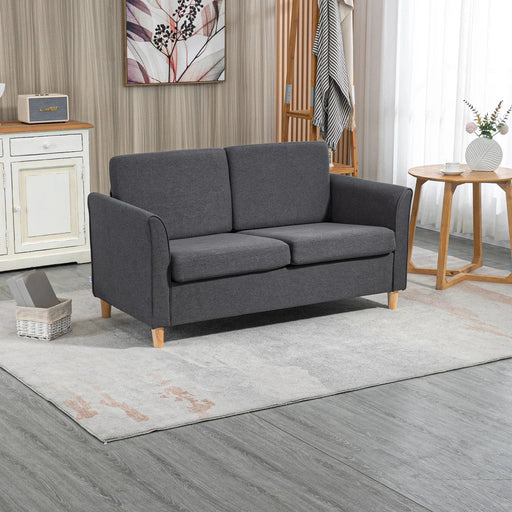 Dark Grey Contemporary Compact Sofa with Sleek Wood Legs - Green4Life