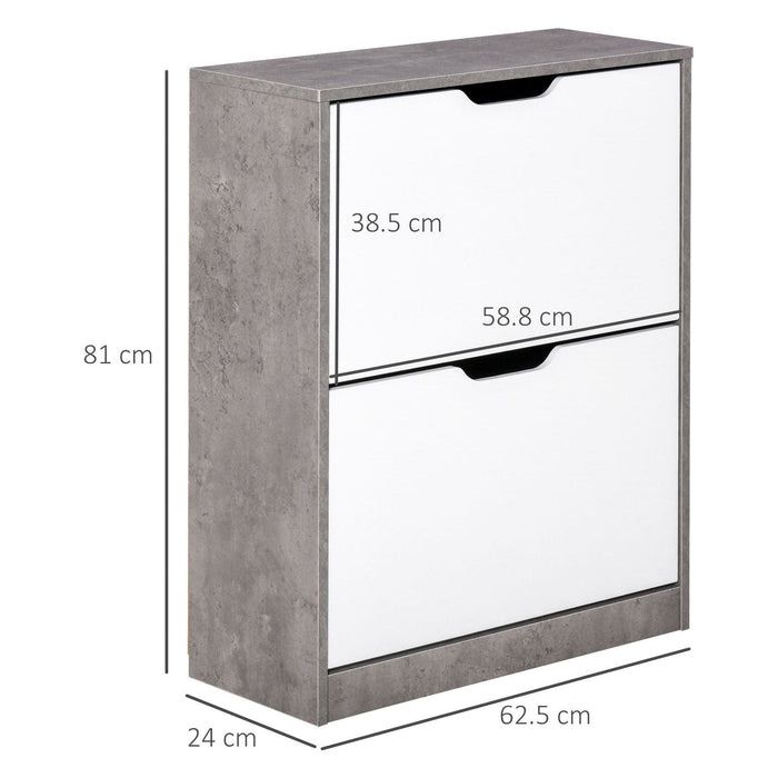 Two Drawer Shoe Cabinet - Grey/White - Green4Life