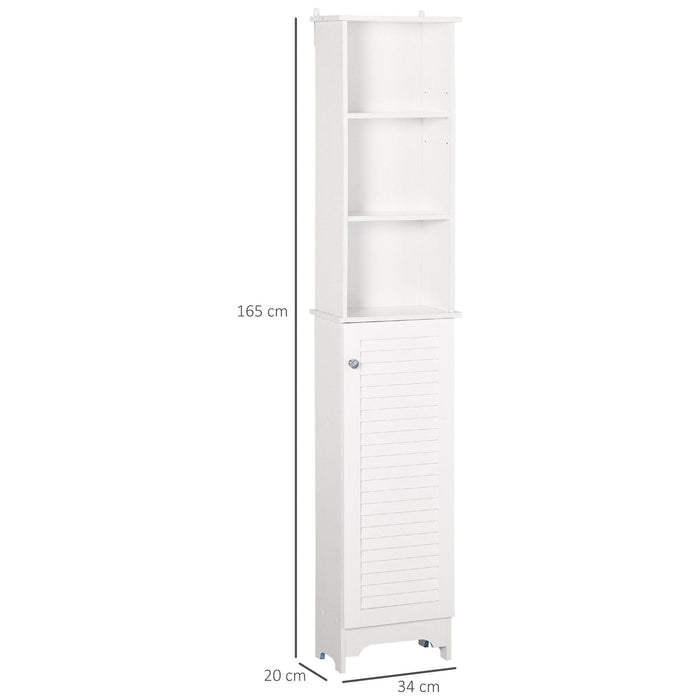 HOMCOM Bathroom Cabinet with 6 Shelves 165H x 34W x 20D cm - White - Green4Life