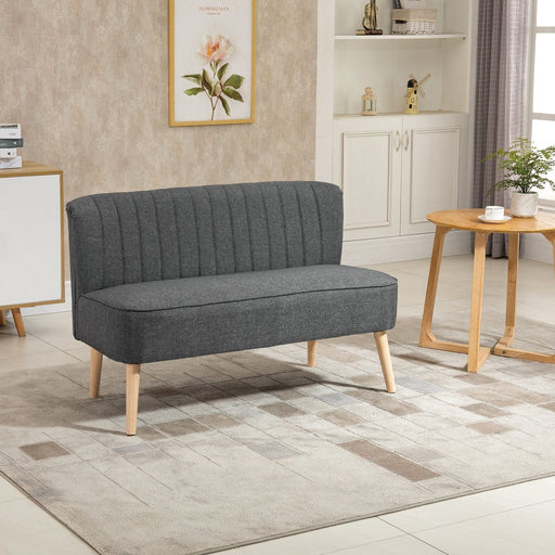 Modern 2-Seater Sofa with Wooden Legs - Dark Grey - Green4Life