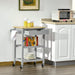 Kitchen Trolley with Rubberwood Worktop, Towel Rack, Storage Shelves & Drawer - Grey - Green4Life