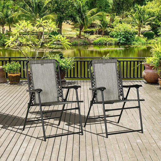 Set of 2 Grey Folding Outdoor Chairs - Outsunny - Green4Life
