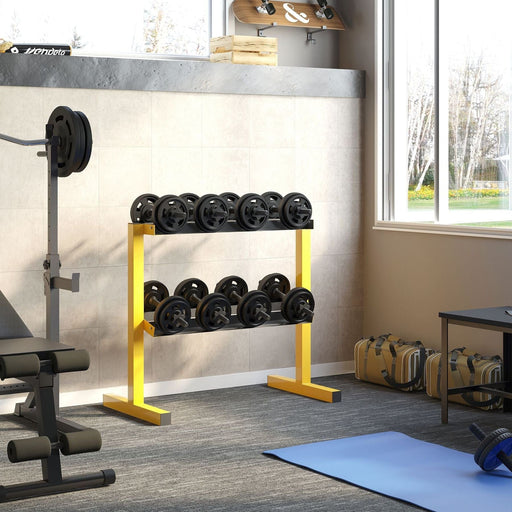 2-Tier Dumbbell Rack Stand 270kg Capacity - Yellow&Black - Green4Life