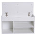 Wooden Shoe Bench with Hidden Storage, Padded Seat & 3 Open Compartments - White - Green4Life