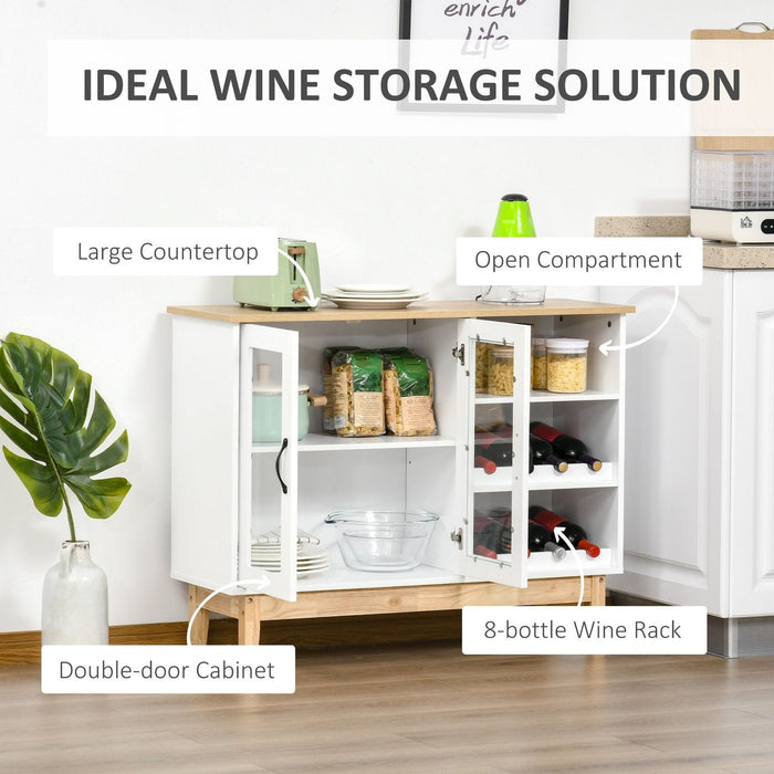 Freestanding Wine Rack Sideboard with Open Compartments & Adjustable Shelves - White - Green4Life