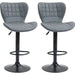 Set of 2 Adjustable Swivel Bar Chairs with PU Leather, Backrest & Footrest - Grey - Green4Life