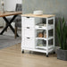 Kitchen Island Cart with Wooden Top, Shelves & Drawers - White - Green4Life