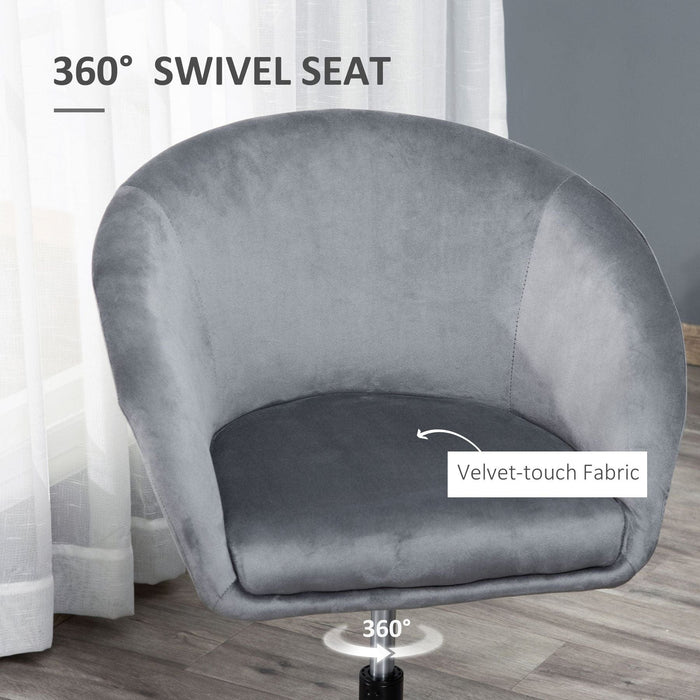 Height-Adjustable Swivel Bar Stool with Velvet-Touch Upholstery - Grey - Green4Life