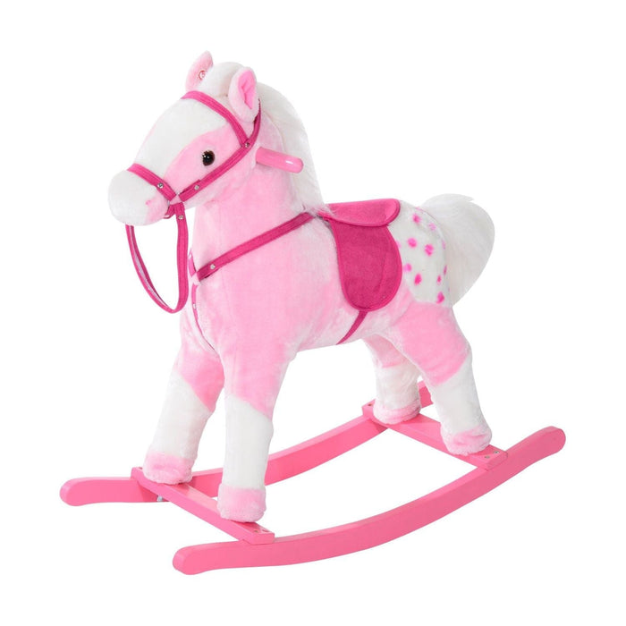 Childrens Plush Rocking Horse with Sound - Pink - Green4Life