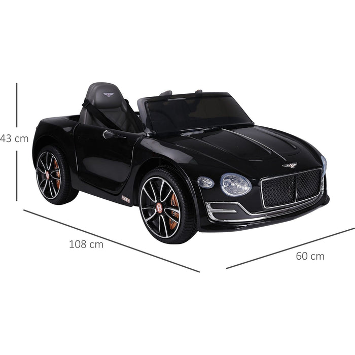 HOMCOM Kids Electric Car Bentley with LED Light, Music and Parental Remote Control for - Black - Green4Life