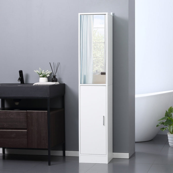 kleankin Tall Mirrored Bathroom Cabinet with Adjustable Shelves - White - Green4Life