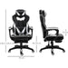 Vinsetto PU Leather Gaming Chair with Footrest and Headrest - White/Black - Green4Life