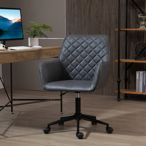 Vinsetto Swivel Office Chair with PU Leather Upholstery - Dark Grey - Green4Life
