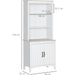 Tall Kitchen Cupboard with 3 Adjustable Open Shelves and Double Door Cabinet - White - Green4Life