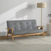 3-Seater Linen Fabric Upholstery Tufted Sofa with Rubberwood Legs - Dark Grey - Green4Life