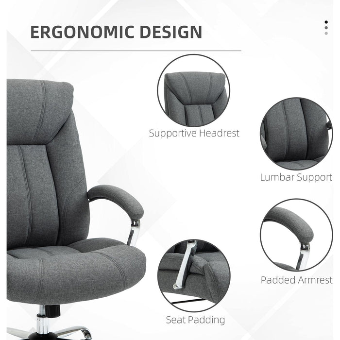 Vinsetto Office Ergonomic Chair with Linen Fabric & Adjustable Height - Grey - Green4Life