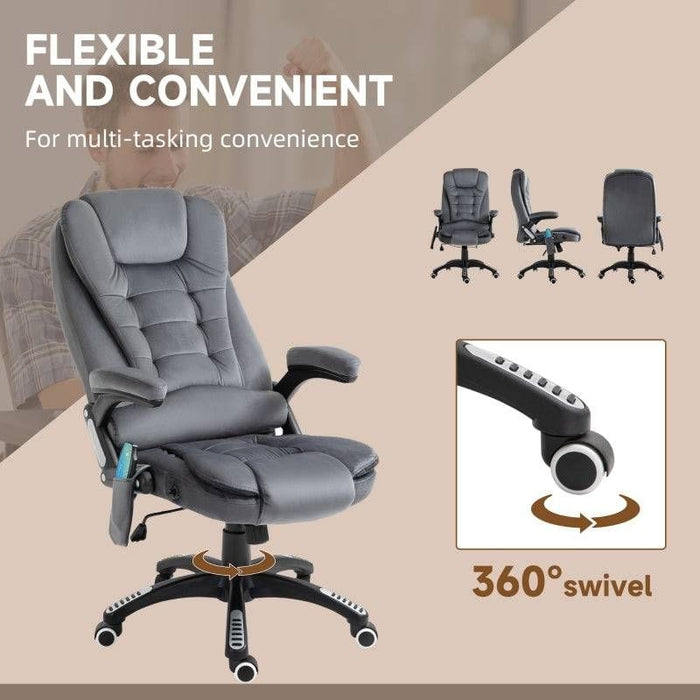 Velvet-Feel Office Chair with Six Massage Points - Grey - Green4Life