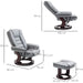Recliner Chair and Footrest Set with PU Leather Upholstery & Swivel Wooden Base - Grey - Green4Life