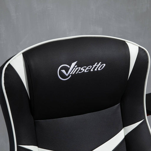 Video Game Chair with Adjustable Height, Swivel Base and PVC Leather Upholstery - Black/White - Green4Life