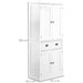 Traditional Freestanding Kitchen Cupboard Storage Cabinet - 76L x 40.5W x 184H (cm) - White - Green4Life