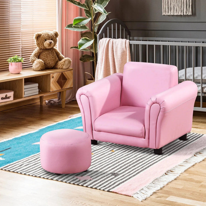 Pretty Pink Kids Armchair with Matching Footstool - Green4Life