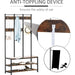 Industrial-Style Coat Rack with Hooks & Shelves 100L x 40W x 184Hcm -Rustic Brown & Black - Green4Life