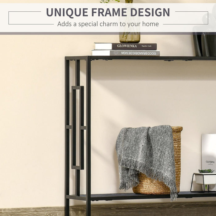 Industrial-Style Console Table with Storage Shelf - Grey and Black - Green4Life