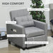 3-In-1 Convertible Chair Bed with Pillow, Adjustable Backrest and Side Pockets - Light Grey - Green4Life