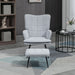 Wingback Armchair with Footstool Set, Linen Upholstery - Light Grey - Green4Life