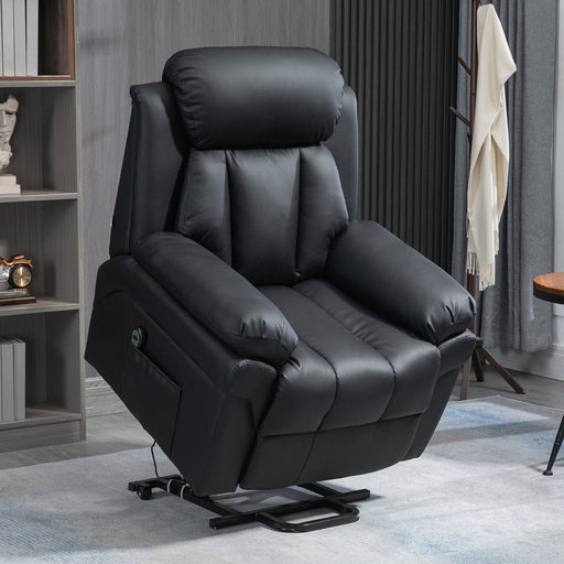 PU Leather Power Lift Recliner Armchair Extra Padded Design with Remote - Black - Green4Life