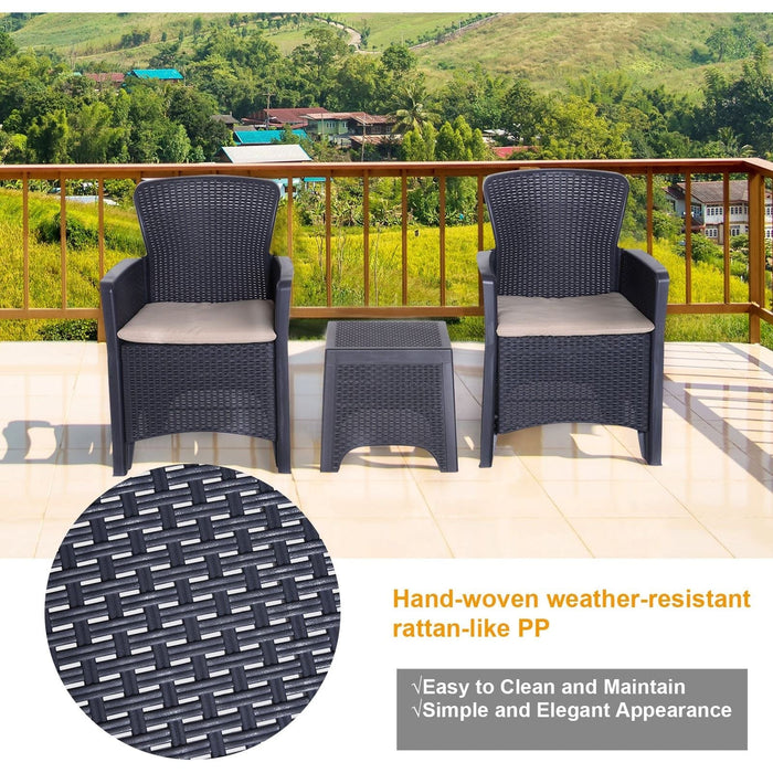 Outsunny BlissBistro - 3-Piece Rattan Garden Set with 2 Chairs & Coffee Table - Green4Life