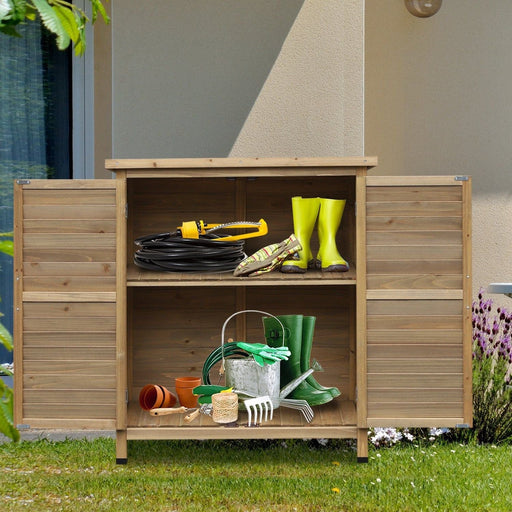 Outsunny  Solid Fir Wood Garden Storage Unit - Green4Life