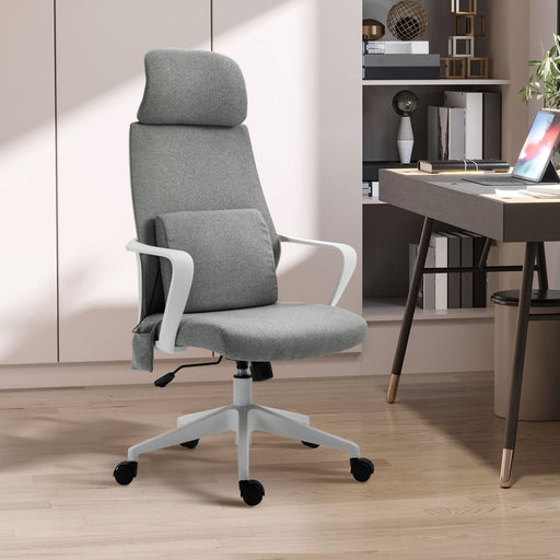 Vinsetto 2-Points Massage Office Chair with Adjustable Headrest, Swivel Wheels & Tilt Function - Grey - Green4Life