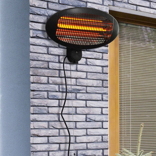 Wall Mounted Electric Infrared Patio Heater, 220V-240V - Black - Outsunny - Green4Life