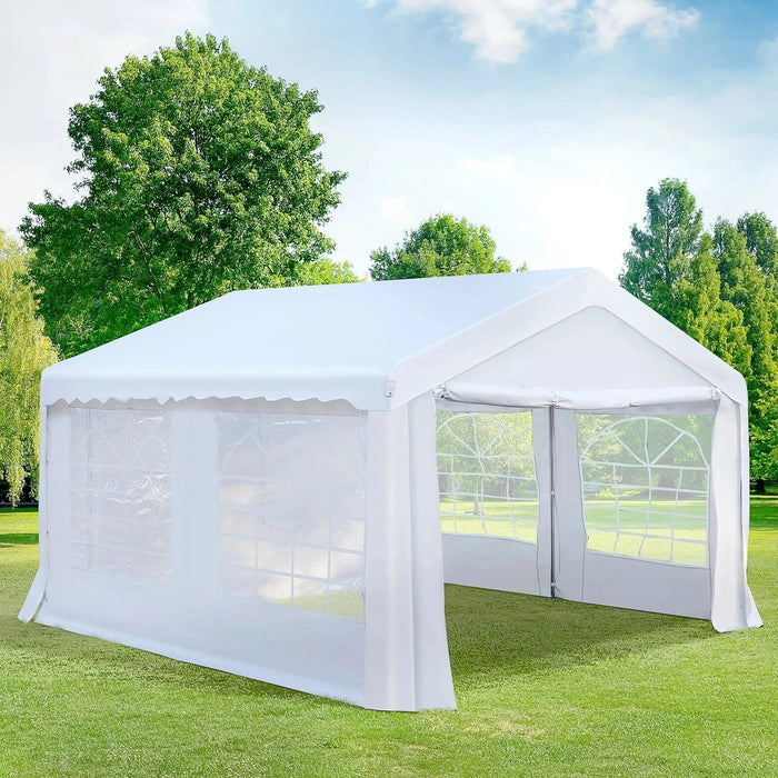 4x4m Portable Party Tent with Sidewalls & Double Doors - Outsunny - Green4Life