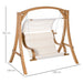 Wooden 2-Seater A-Frame Swing With Canopy and Cushion - Cream White - Outsunny - Green4Life