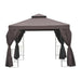 Outsunny 3x3m Brown Metal Garden Gazebo with Sidewalls - Green4Life