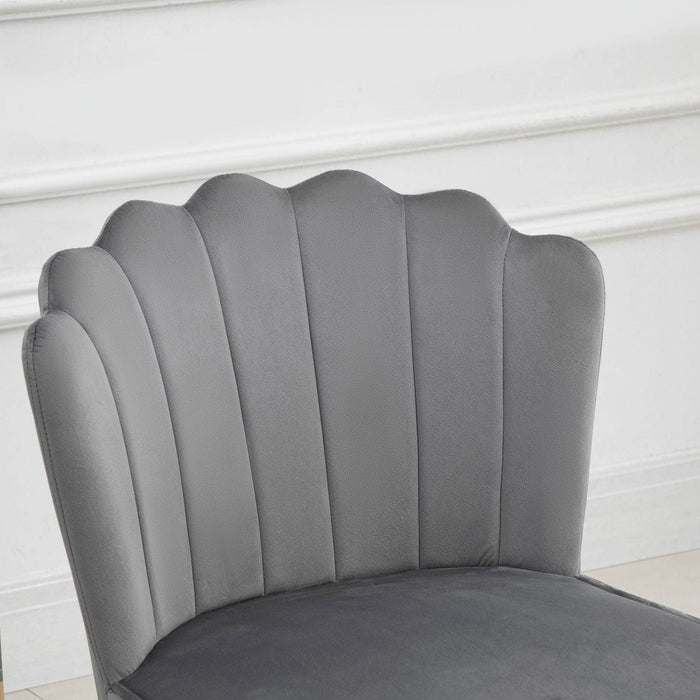Velvet-Feel Shell Accent Chair with Metal Legs - Grey - Green4Life