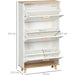 Slim Shoe Storage Cabinet with 3 Flip Drawers - Cream White - Green4Life