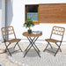 Outsunny 3-Piece PE Rattan Bistro Set with Foldable Coffee Table & Chairs - Natural - Green4Life