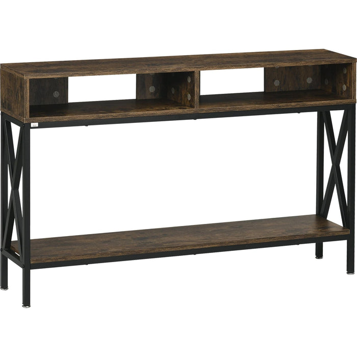 Console Table with 3 Storage Compartments - Rustic Brown - Green4Life