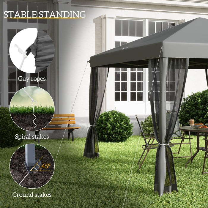 10 x 10 ft (3 x 3m) Gazebo with Removable Mesh Walls and Convenient Carry Bag - Light Grey - Outsunny