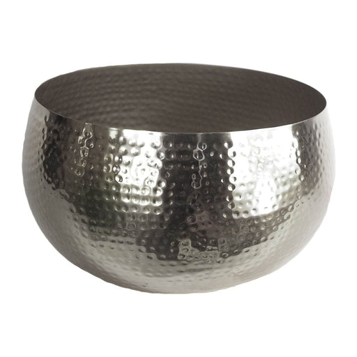 XL Metal Bowl Planter 32 x 20cm Hammered Finish Silver Colour – Straight Edge - Green4Life