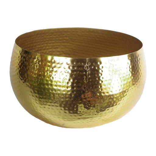 XL Metal Bowl Planter 32 x 20cm Hammered Gold Colour – Straight Edge - Green4Life