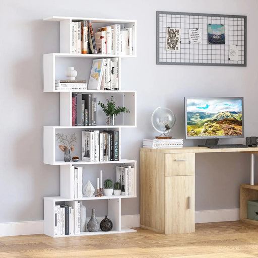 Wooden 6-tier Bookshelf Open Concept Bookcase Storage - White - Green4Life