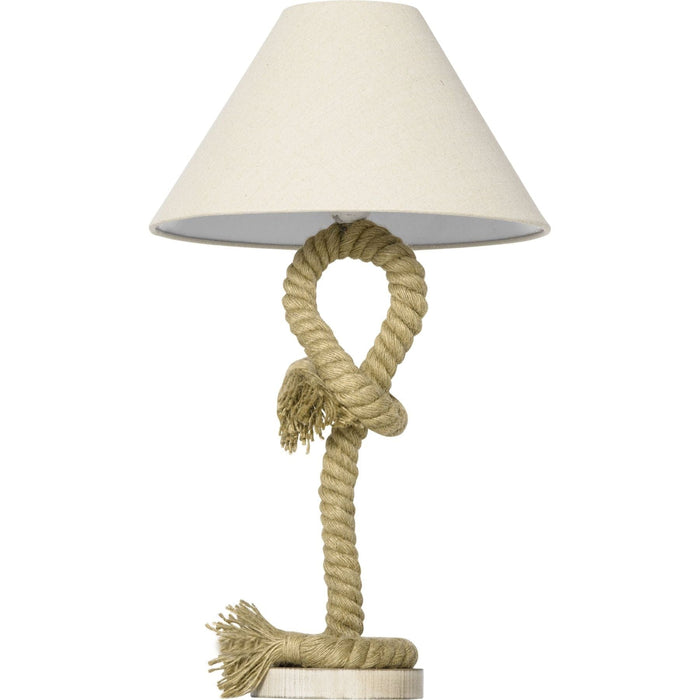 Twisted Rope Table Lamp with Beige Fabric Lampshade - Green4Life