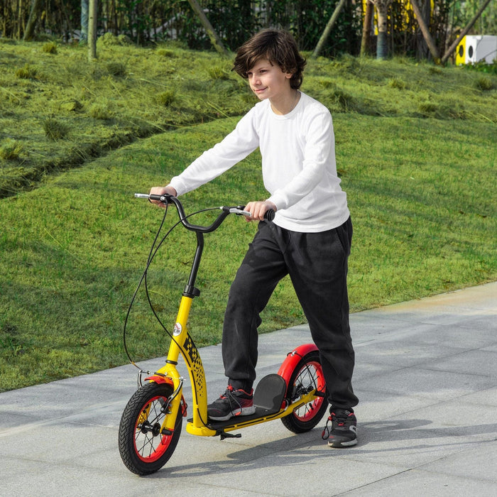 Kids Scooter with Adjustable Height, Front & Rear Dual Brakes, for Ages 5+ Years - Yellow - Green4Life