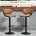 Set of 2 Adjustable Height Armless Bar Stools with Microfiber Cloth Upholstery - Brown - Green4Life