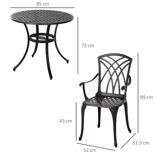 Elegant 4-Seater Cast Aluminium Outdoor Bistro Set, Brown - Outsunny - Green4Life