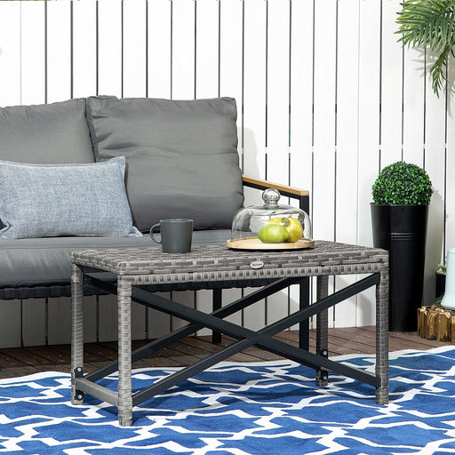 Outsunny Patio Elegance Grey Wicker Coffee Table - Green4Life